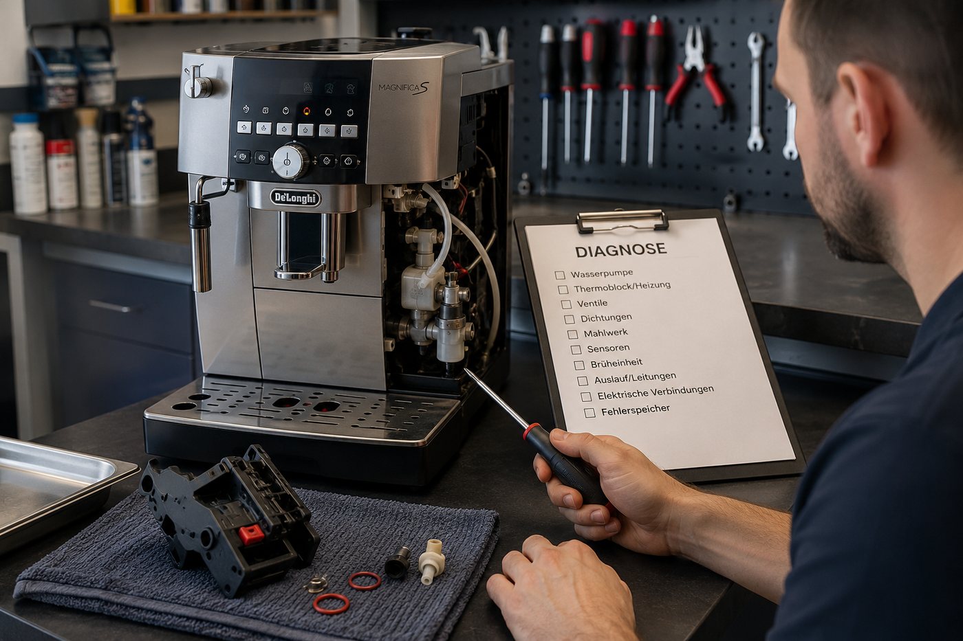Kaffeemaschine wird geöffnet – Instandsetzung Berlin-Köpenick